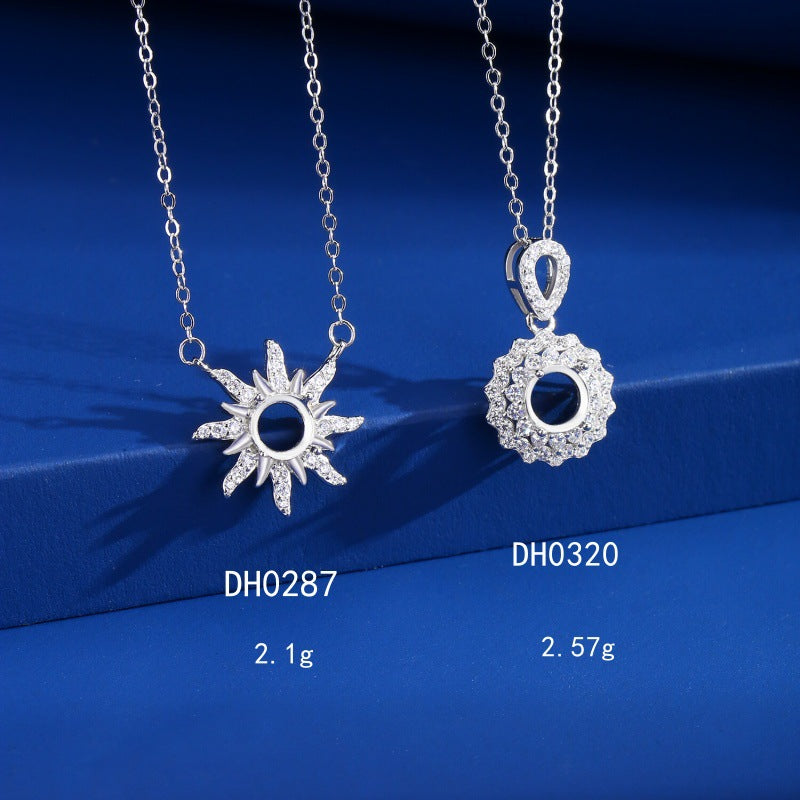 925 Sterling Silver Pendant Mount for 6mm Round Gemstone, DIY Collarbone Chain