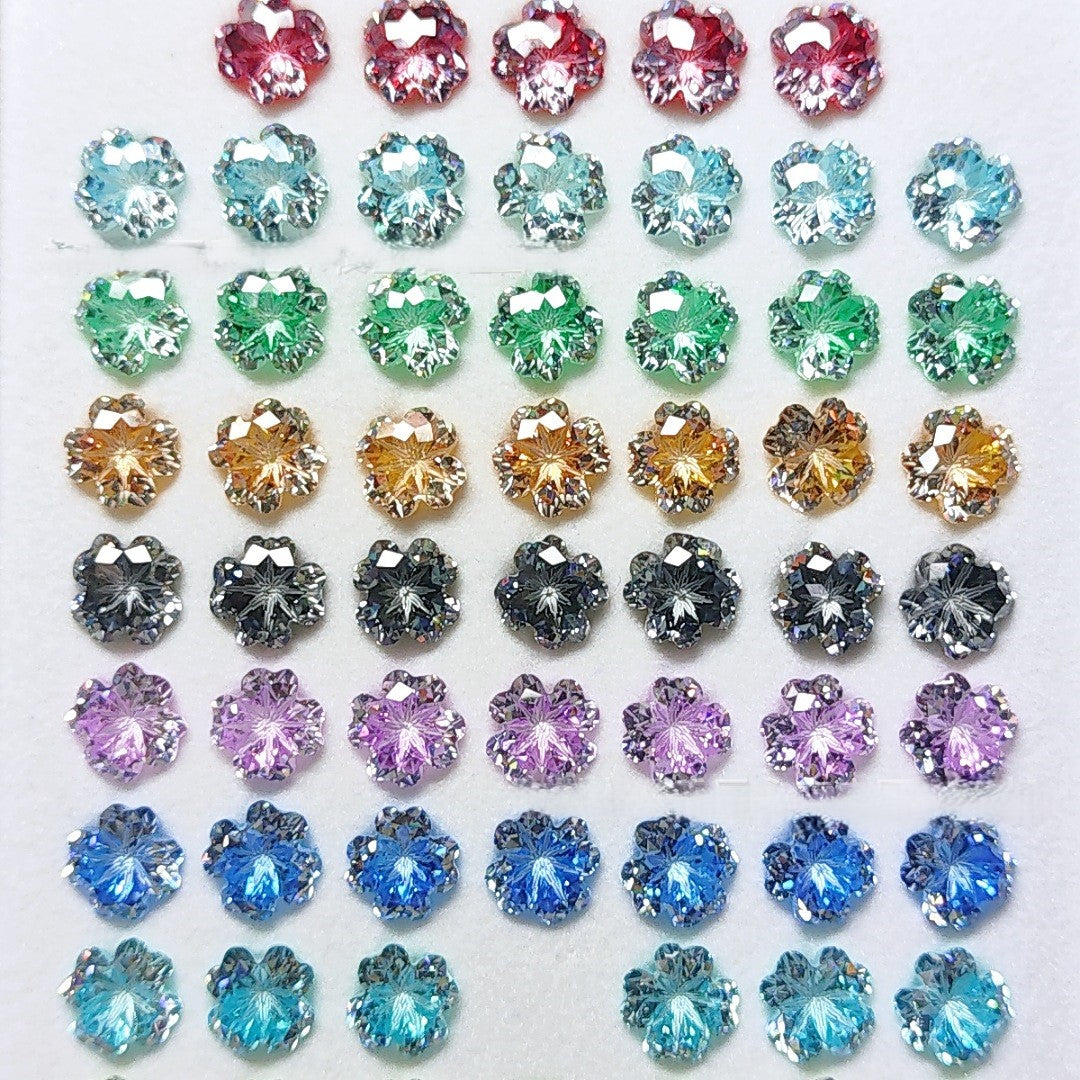 5A 6mm Lucky Clover Sandwich Coated Loose CZ Stone - 2pcs