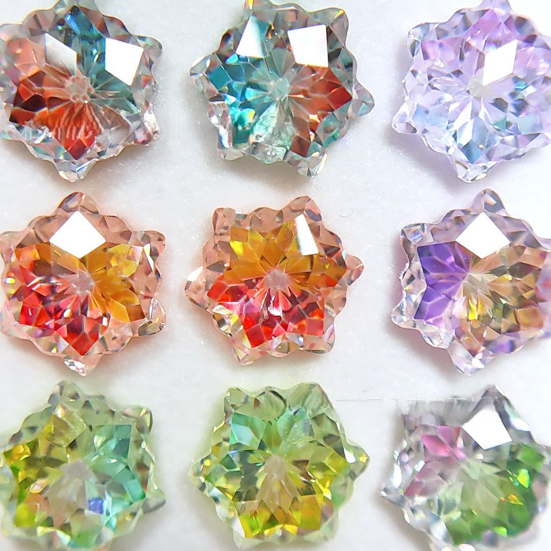 5A 6mm Hexagram Christmas Snowflake Cut Loose CZ Stone - 2pcs