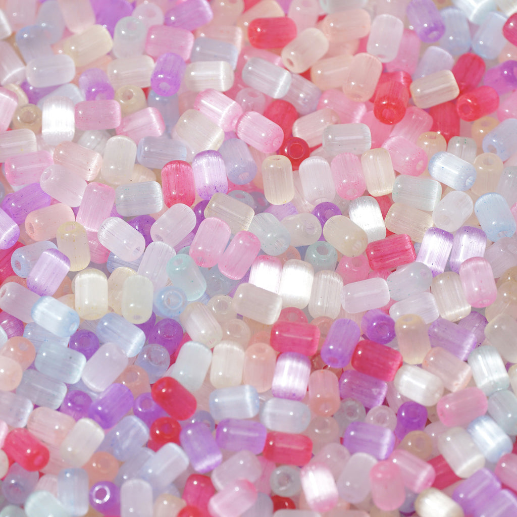 (200pcs)4x6mm Brushed Cat's Eye Date-Shape Glass Seed Beads