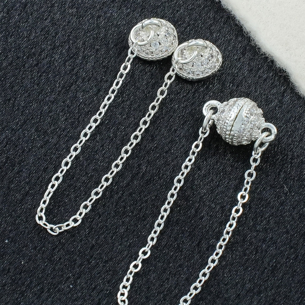 Crystal Ball Magnetic Clasp with Extension Chain