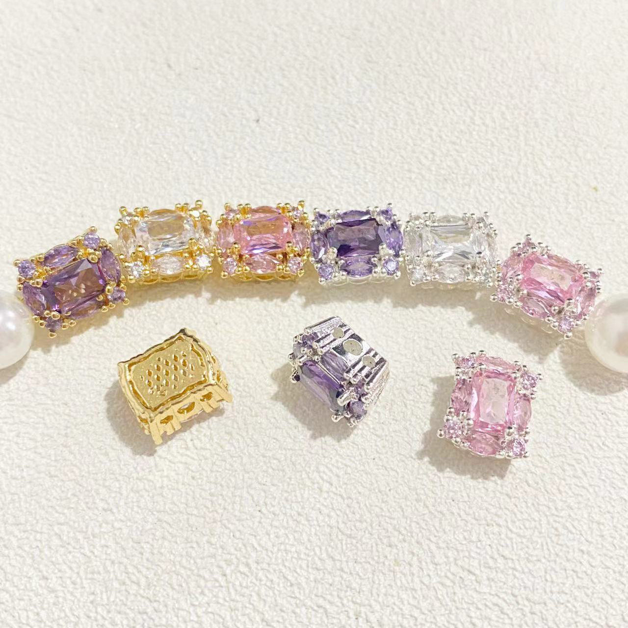 (5pcs)CZs Rectangle Spacer