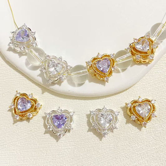 Paved CZs Heart Spacer