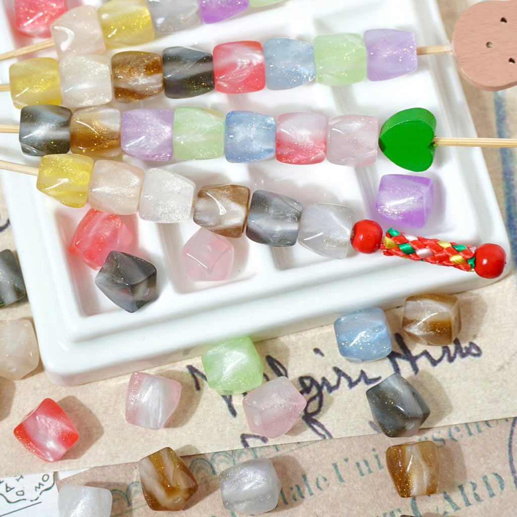 (50pcs)10mm Color Changing Resin Octagonal Pearlescent Thermal Beads