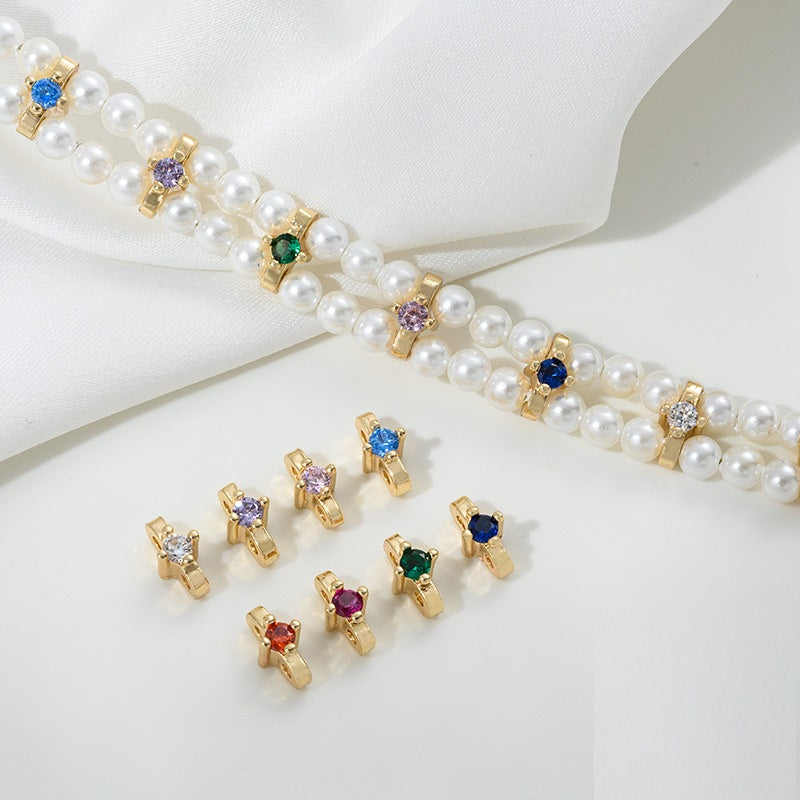 (10pcs)Double Hole Spacer with Zircon