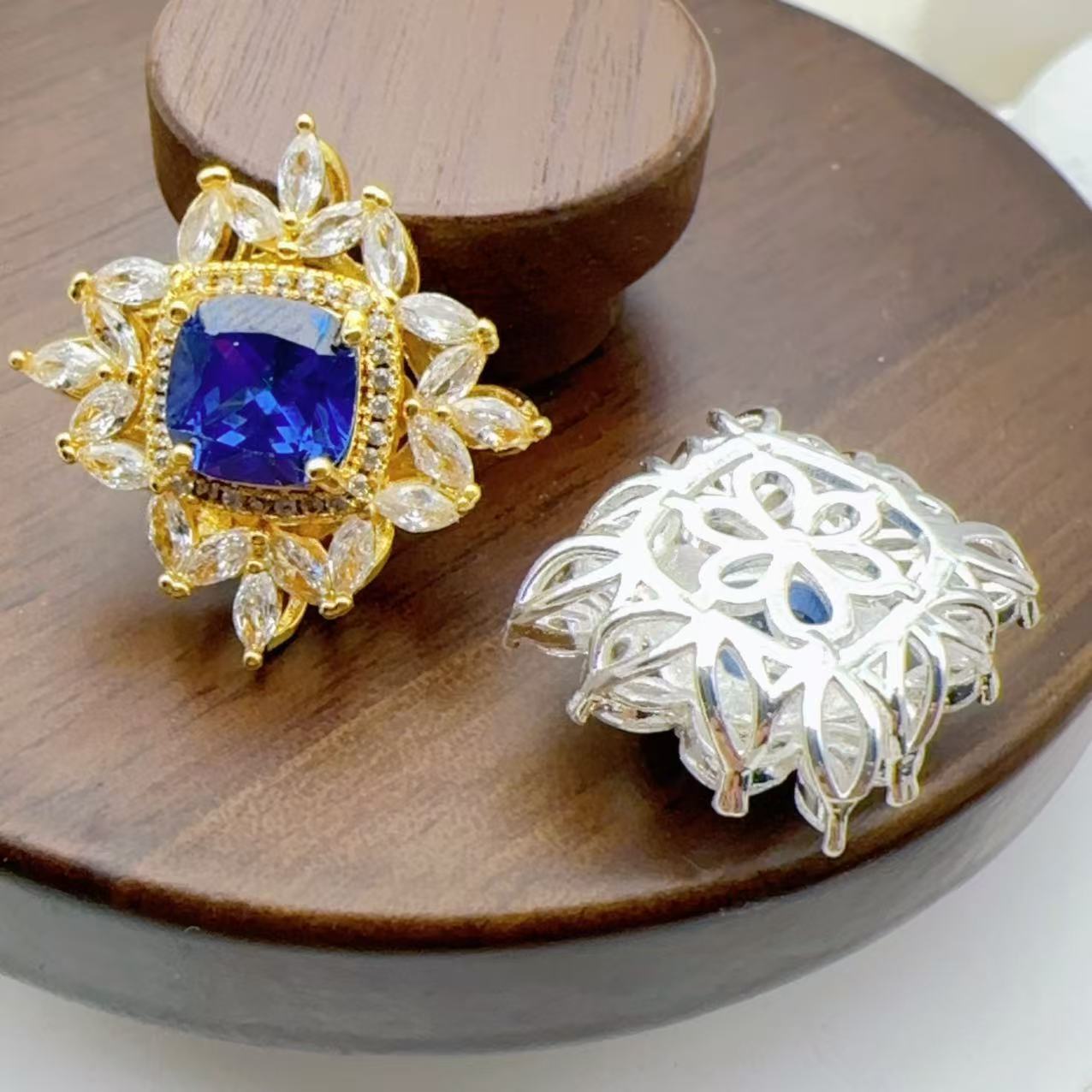 Diamond Sunflower Rose Full CZ Spacer Bead