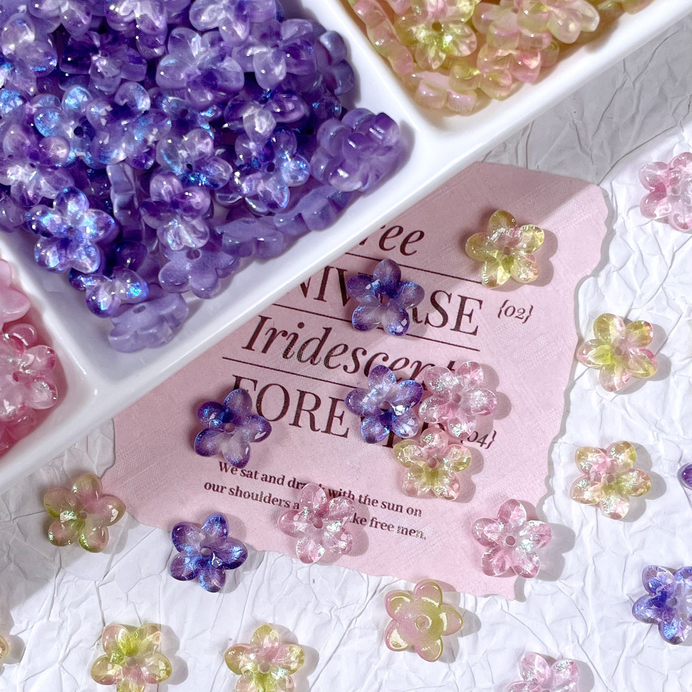 (50pcs)10mm Five-Leaf Flower Glass Petals