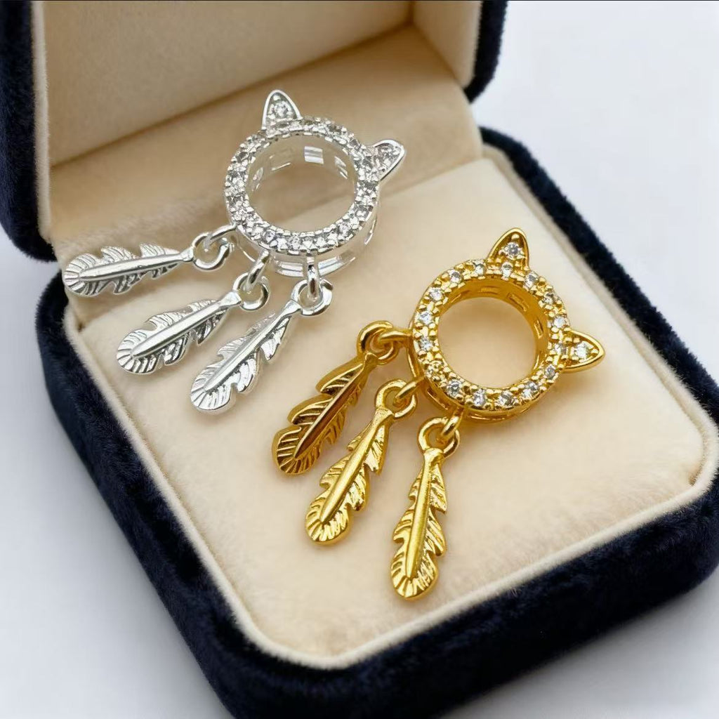 Plated Kitty Cat Bead Frame with Tassel