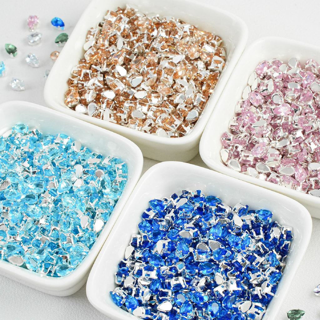 (100pcs)4x6mm Teardrop Prong-Set CZ