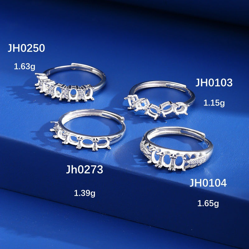 925 Sterling Silver Ring Mount for 3x4mm Oval Row Ring