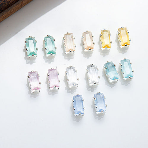 (100pcs)2.5x5mm Cat Eye Rectangle Prong-Set CZ