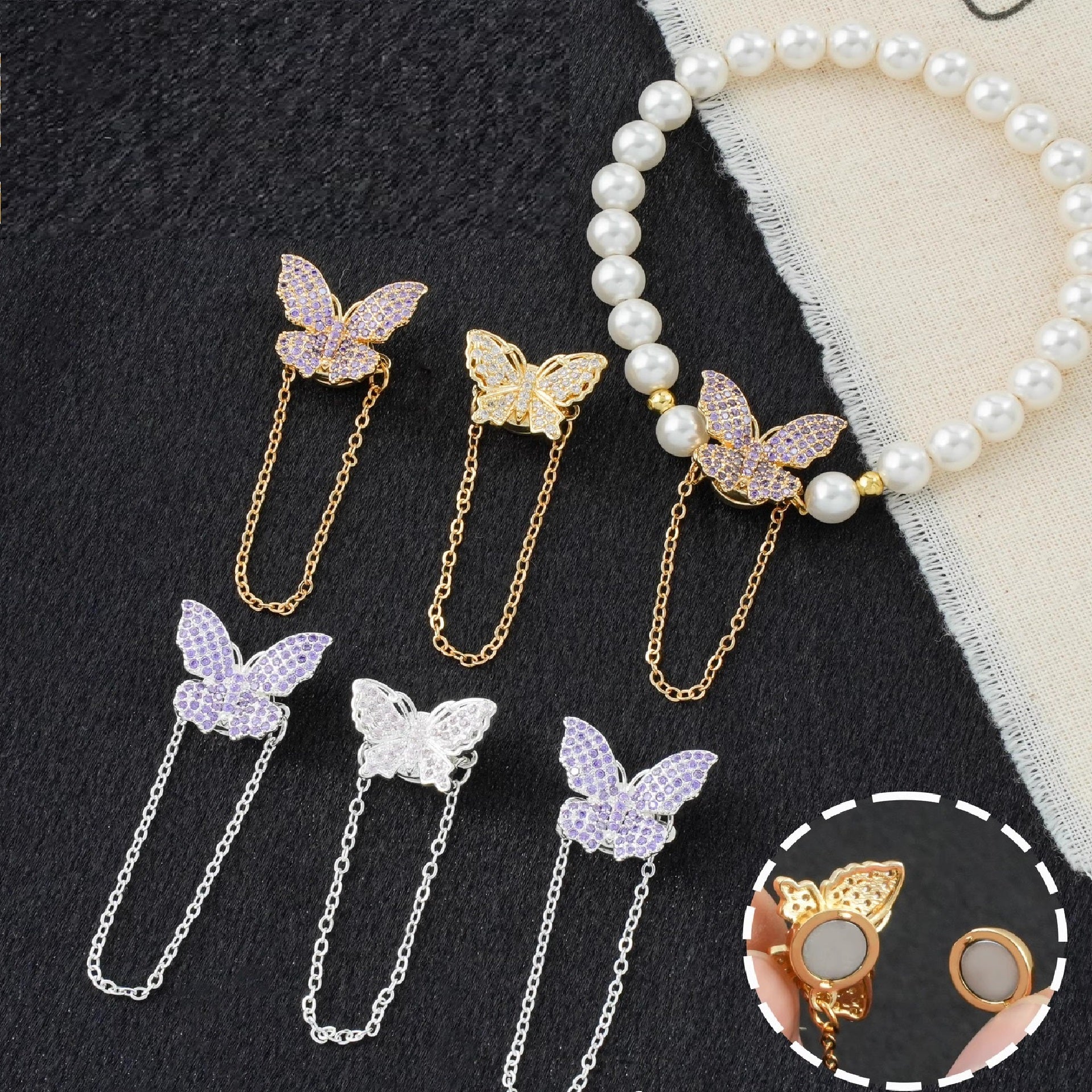 Butterfly Magnetic Clasp Set with Extension Chain