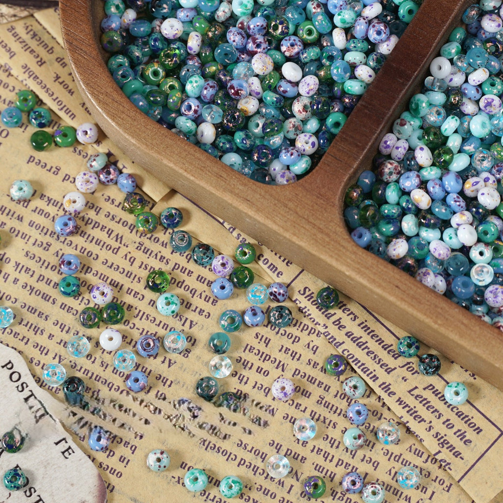 (10g)2x4mm Picasso Abacus Beads ¨C Vintage Glass Seed Beads