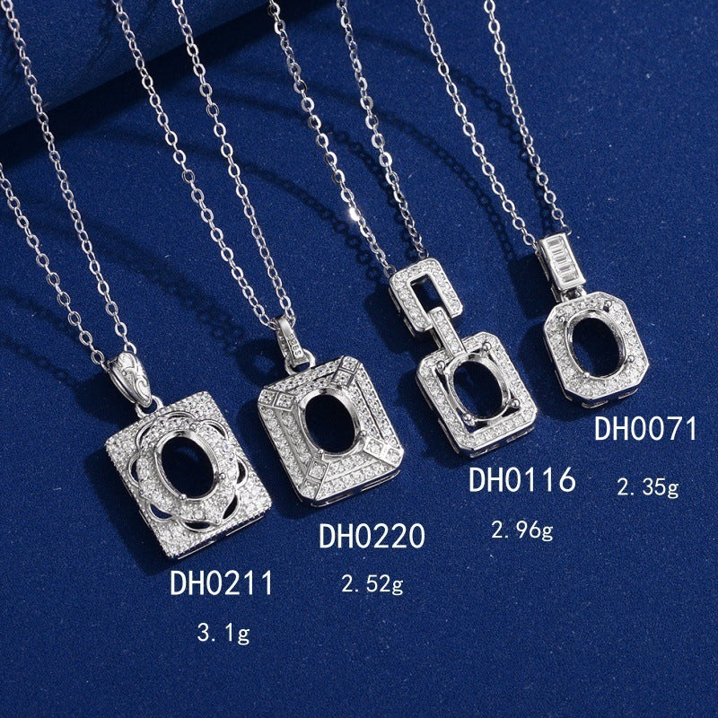 925 Sterling Silver Necklace Pendant Mount for 6x8mm Oval Gemstone