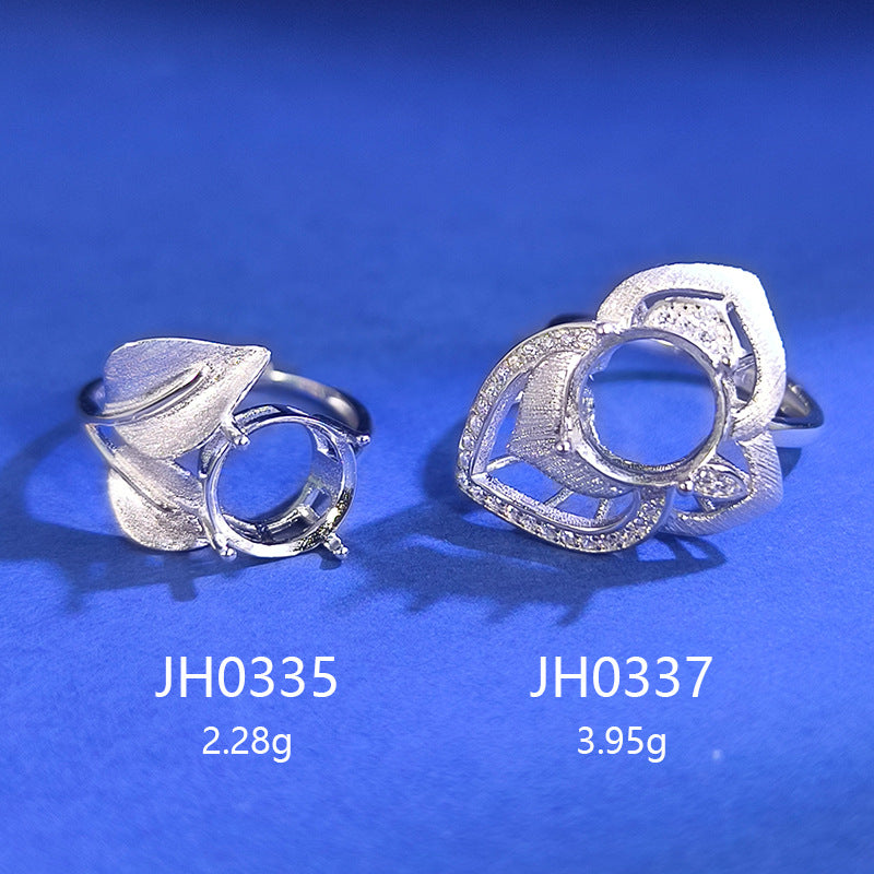 925 Sterling Silver Ring Mount for 10mm Round Gemstone, Brushed Finish