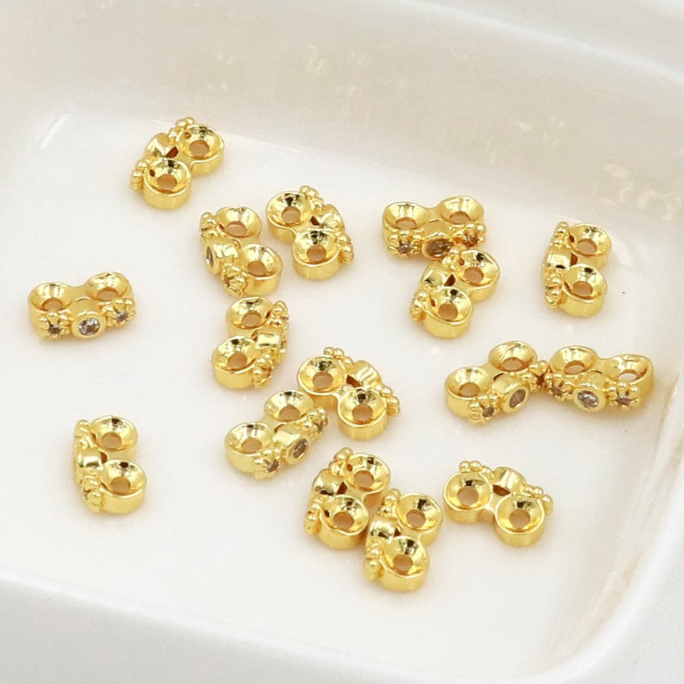 (20pcs)7mm CZ Flower Double-Row Spacer Bead / Spacer