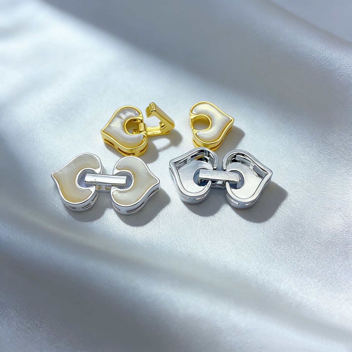 18K Gold Shell Heart Shape Jewelry Clasp