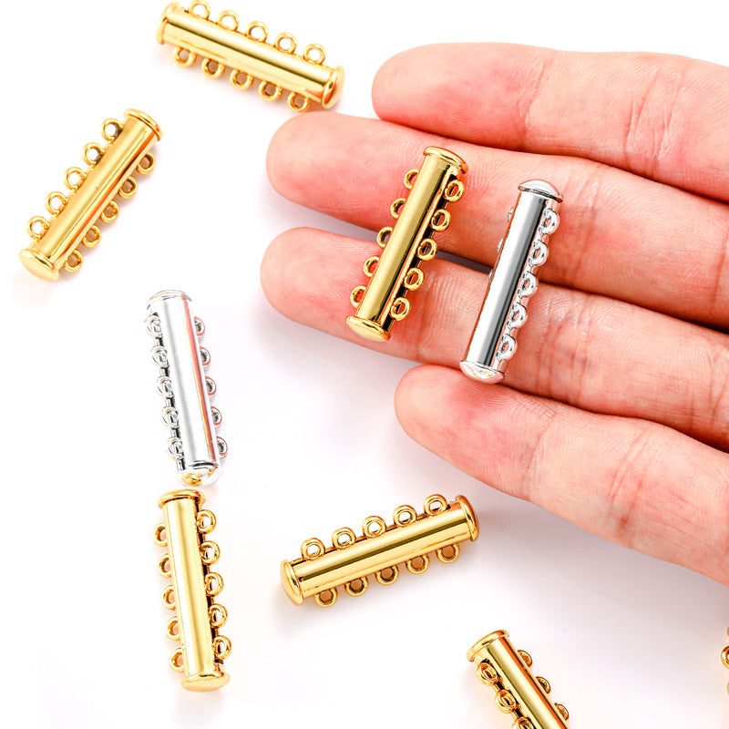 Multi-Strand Magnetic Slide Tube Lock Jewelry Connectors-5pcs