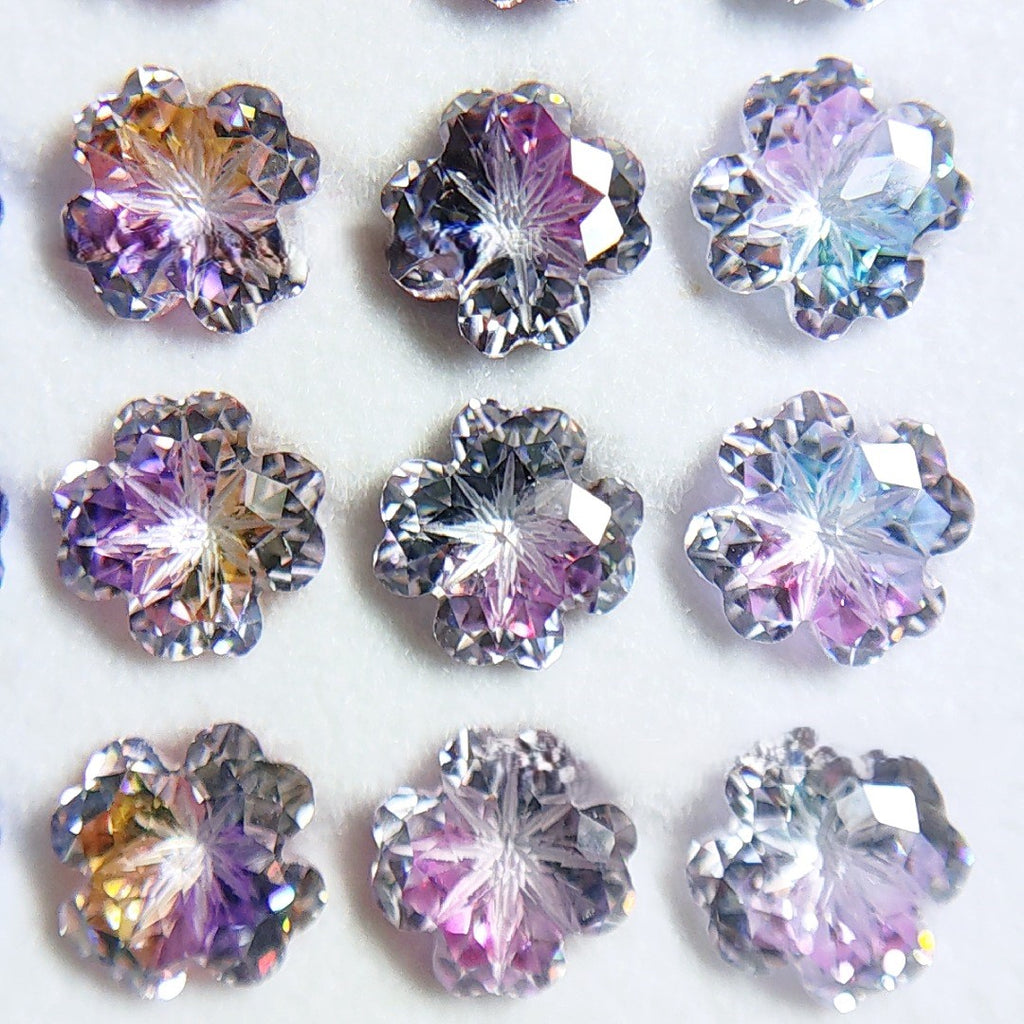 5A 6mm Lucky Clover Coated Loose CZ Stone - 2pcs
