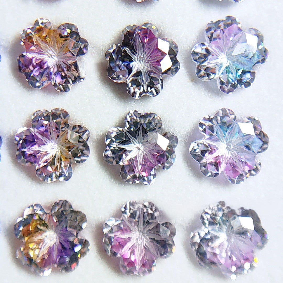 5A 6mm Lucky Clover Coated Loose CZ Stone - 2pcs