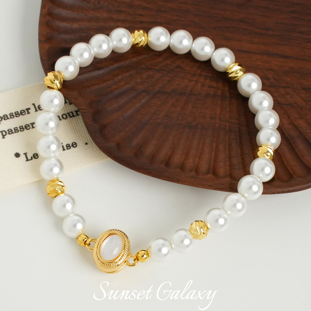 Tiger's Eye Shell Magnetic Clasp Connector - Three Rows to Single Row