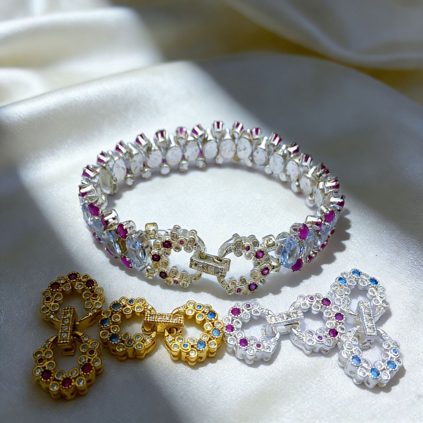 Plated Infinity Shape Clasp with Zirconia