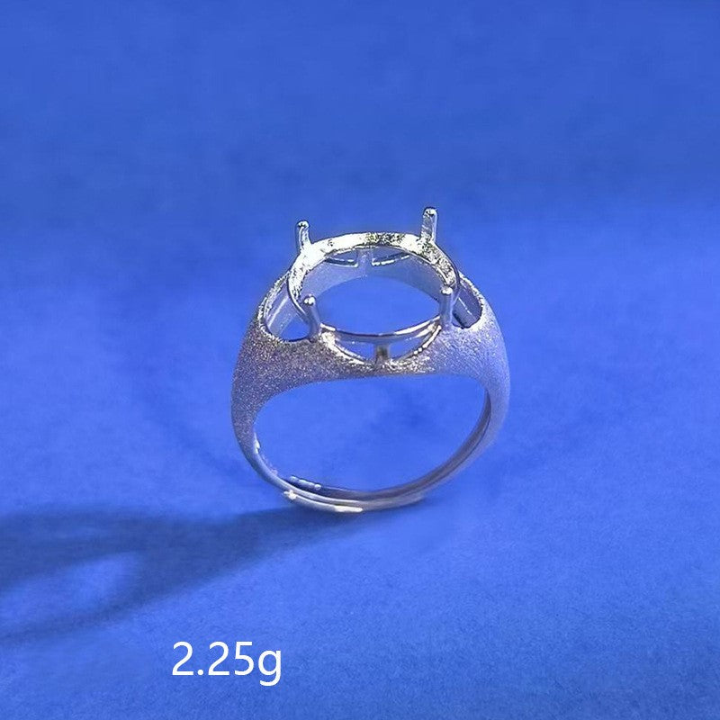 925 Sterling Silver Ring Mount for 12mm Round Gemstone, Classic Brushed Finish Luxury DIY