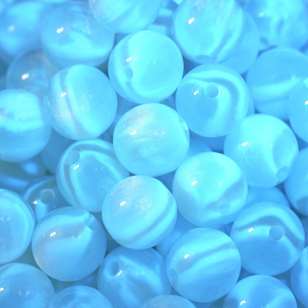 (50pcs)8-16MM Glow-in-the-Dark Resin Gradient Round Beads - Luminous Galaxy Series