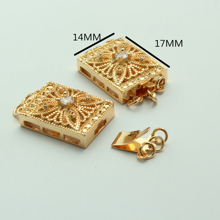 Square Hollow Triple Strand Clasp - 2pcs