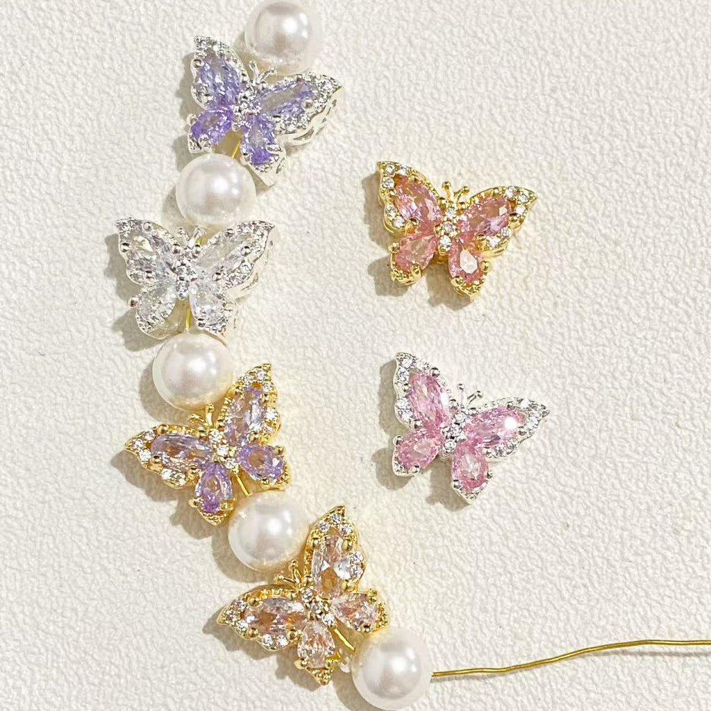 (5pcs)Butterfly CZ Spacer Beads