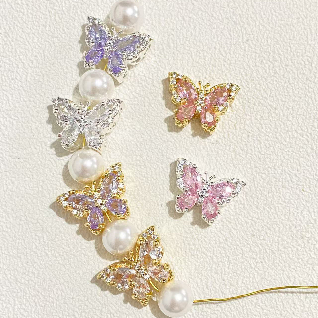 (5pcs)Butterfly CZ Spacer Beads
