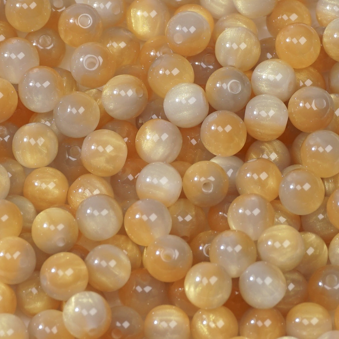 (50pcs)8/10/12/16MM Gilded Resin Beads- Oil-Painted Hues