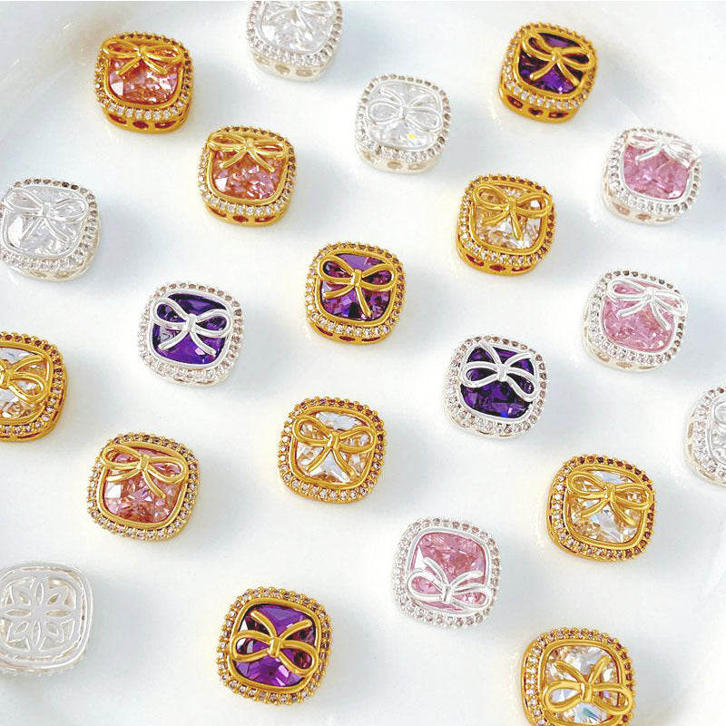 Multi-hole Cube Sugar Bow Spacer Bead