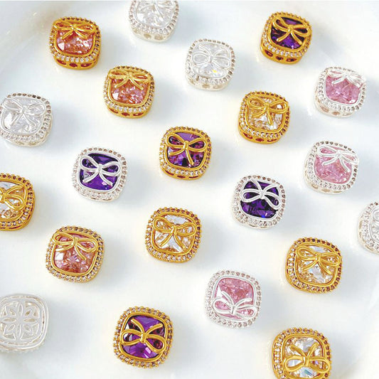 Multi-hole Cube Sugar Bow Spacer Bead