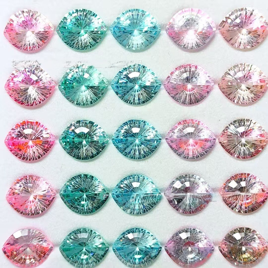 5A 8-10mm Gradient Evil Eye Firework Cut Loose CZ Stone - 1pcs