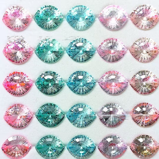 5A 8-10mm Gradient Evil Eye Firework Cut Loose CZ Stone - 1pcs