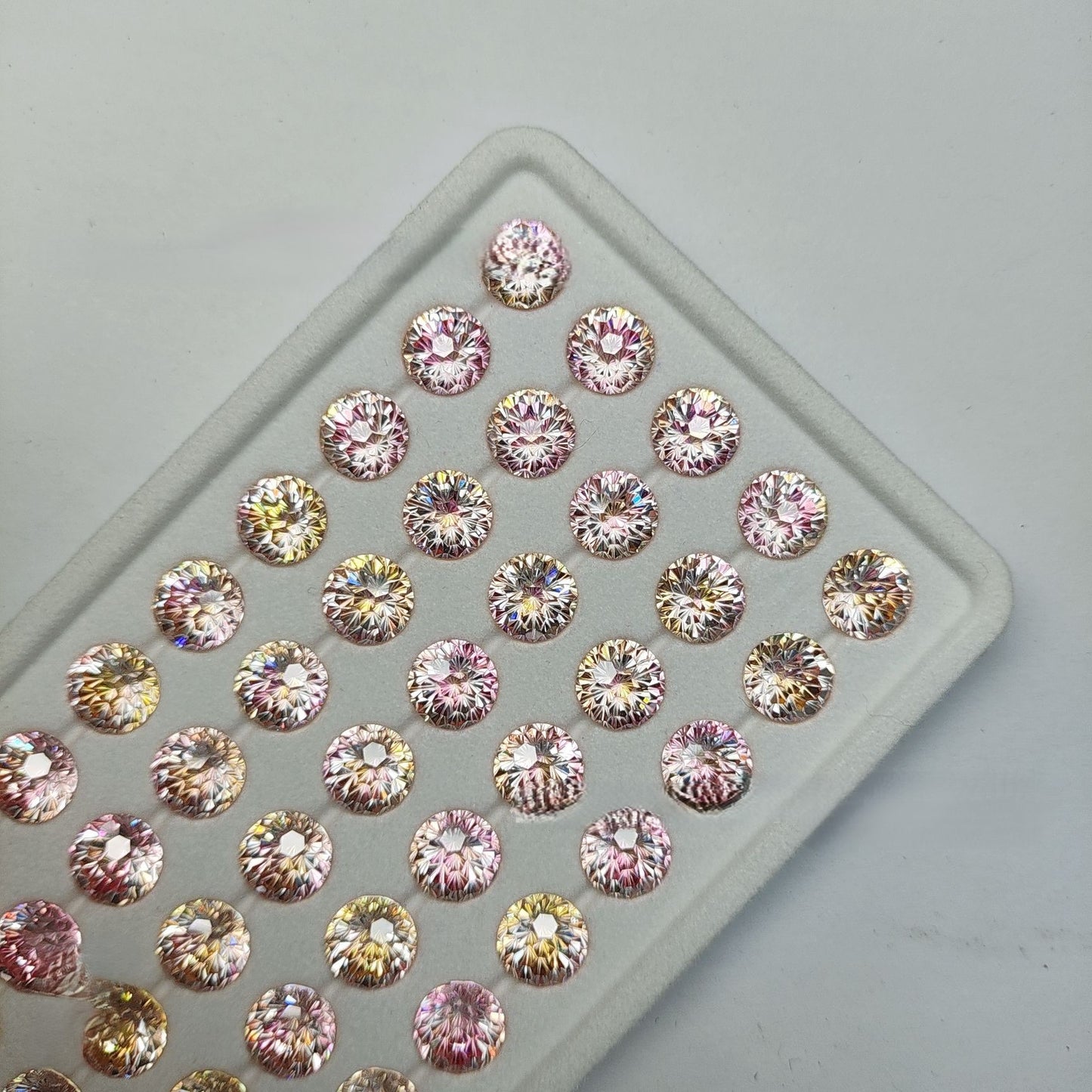 5A 6-8mm Round Iridescent Flame Cut Loose CZ Stone - 2pcs