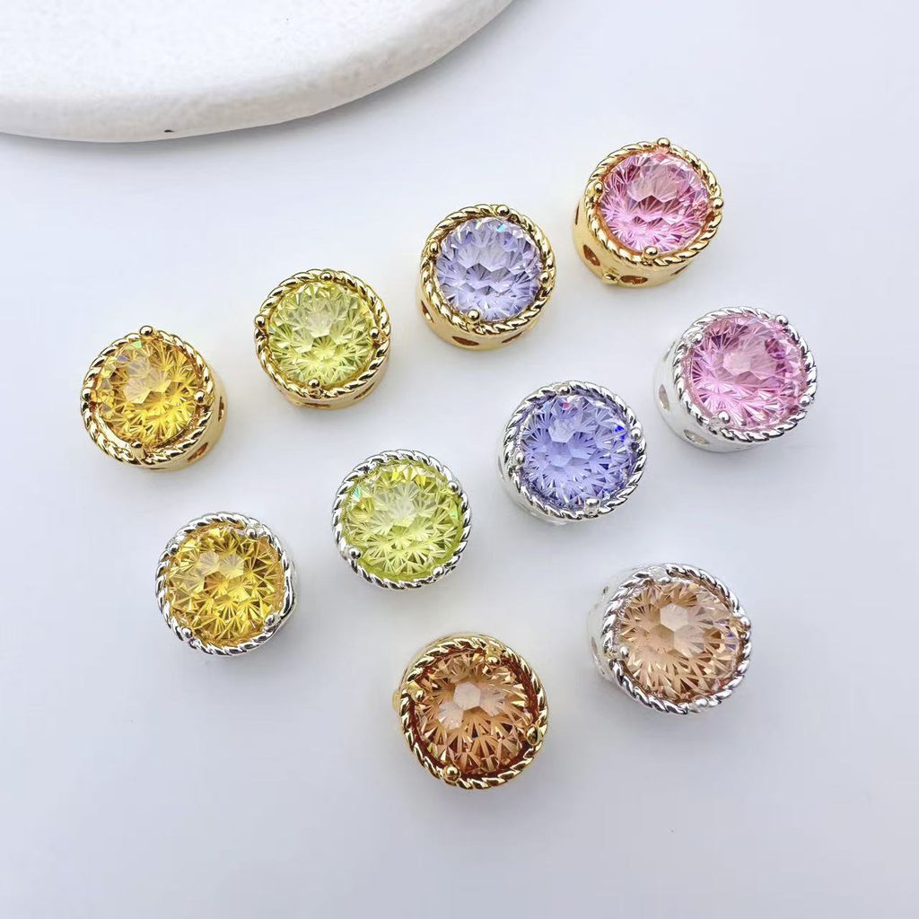 (2pcs)10*8mm Firework Square Zircon Spacer