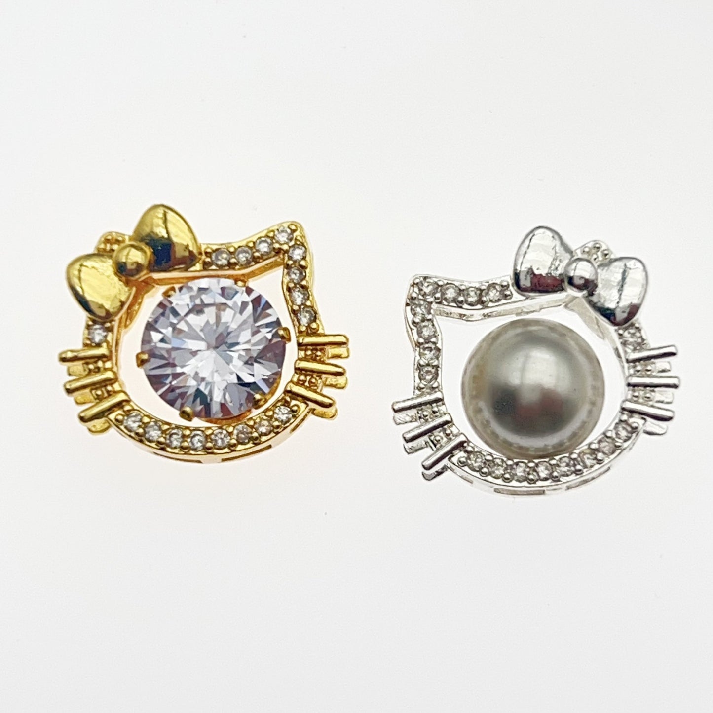 CZ-Set Hollow Cat Head Bead Cap