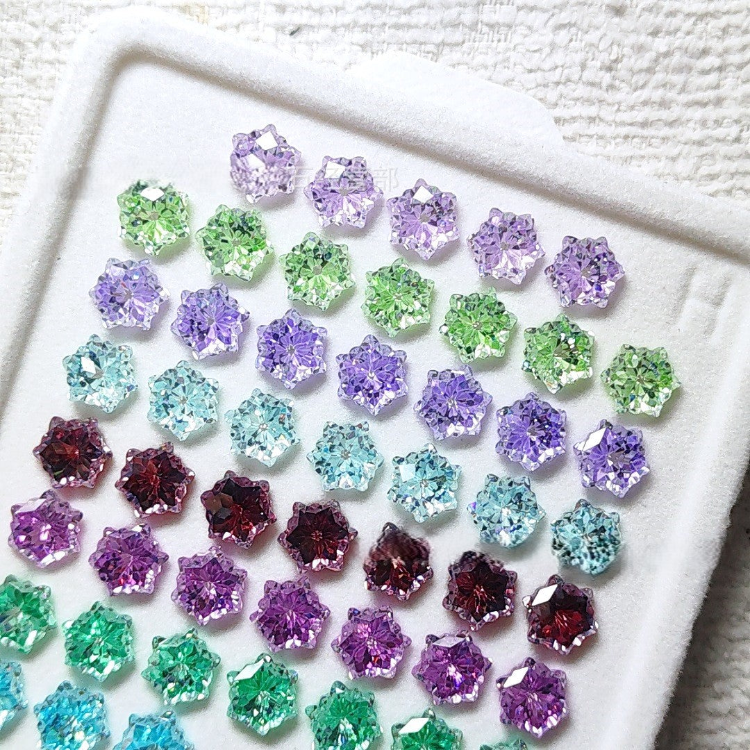 5A 6mm Christmas Blizzard Sandwich Cut Loose CZ Stone - 2pcs