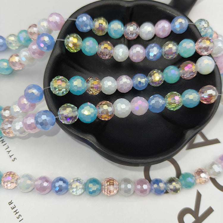 Cristal de jade facetado de 8 mm y 96 facetas con forma de disco arcoíris