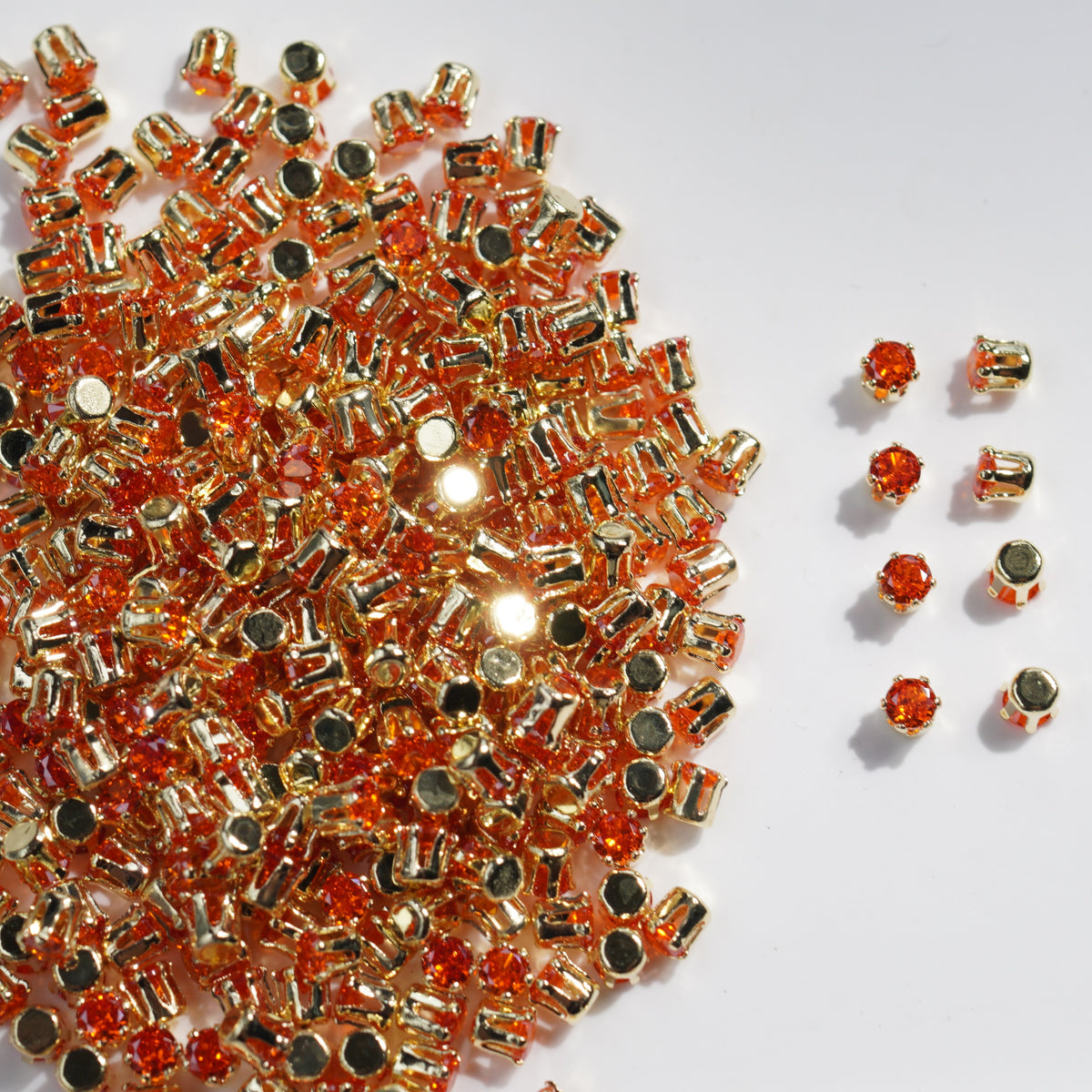 2mm 6-Prong Round Cubic Zirconia Claw Stones, 100pcs