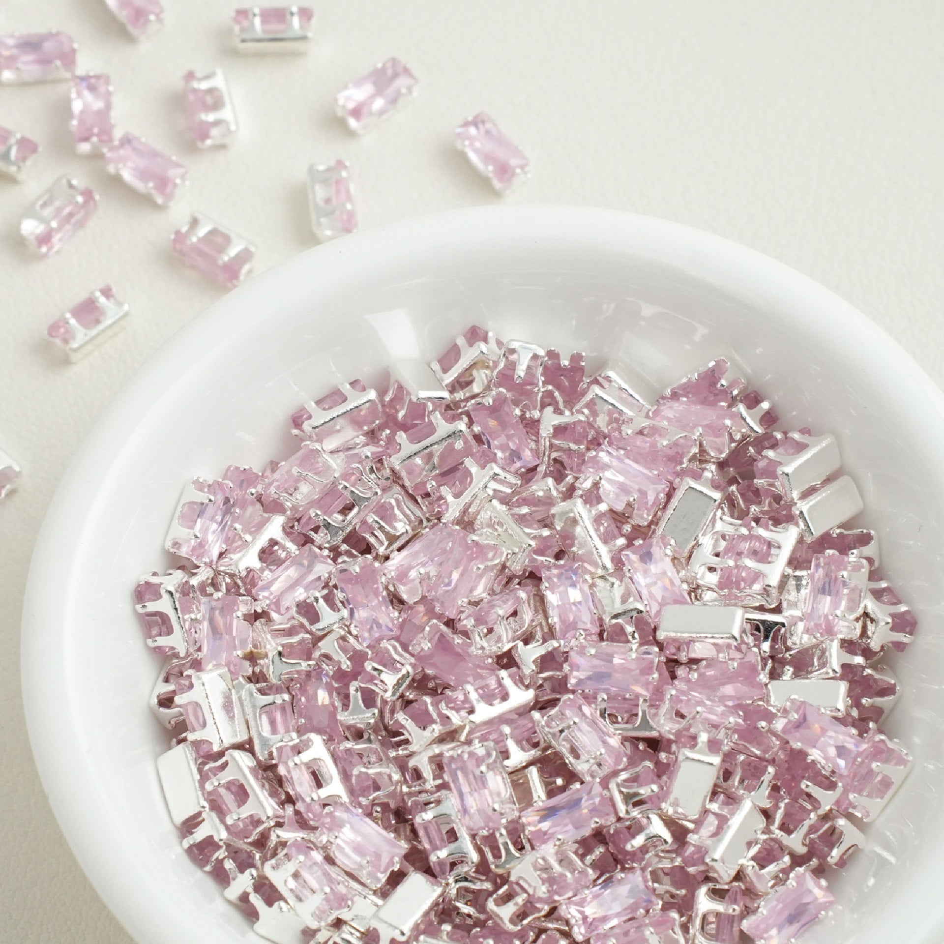 (100pcs)3x6mm Rectangle Prong-Set CZ