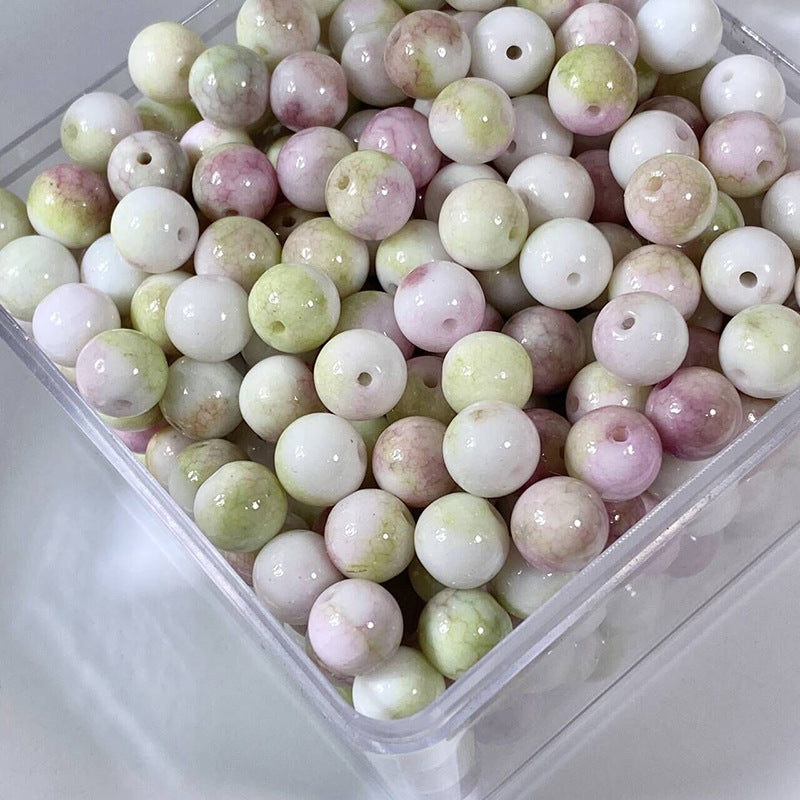 خرز من البورسلين والزجاج بسمك 10 مم مع طباعة تنين سماوي