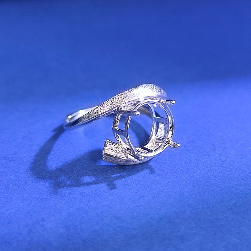 925 Sterling Silver Ring Mount for 11mm Round Gemstone, Fine Brushed Finish