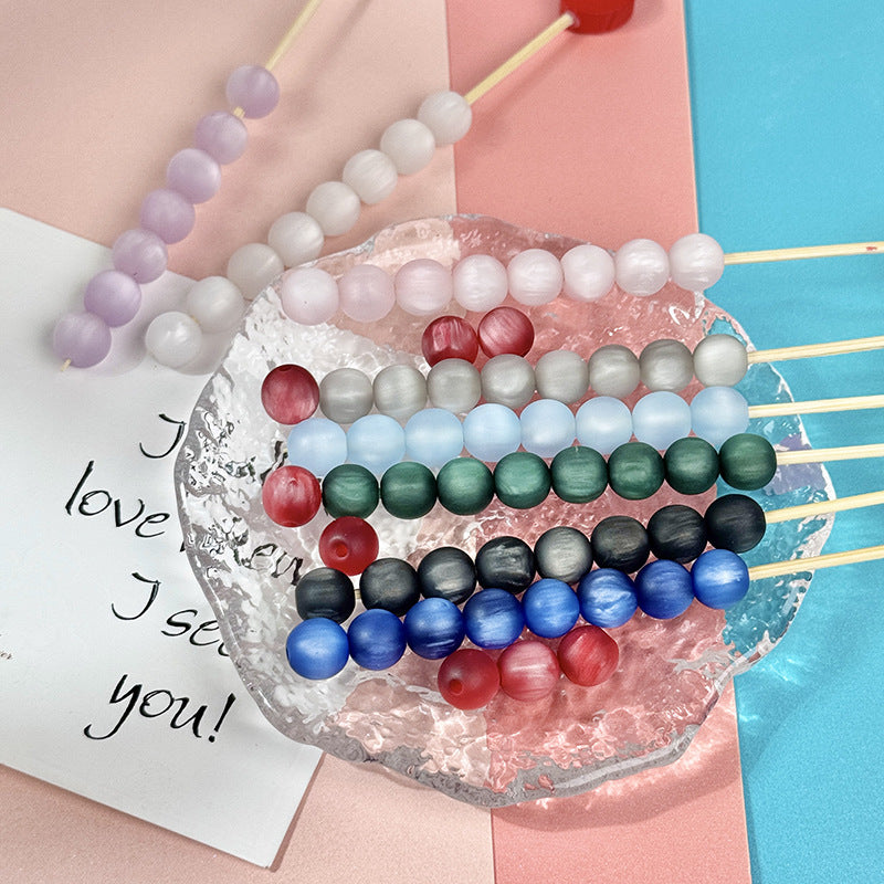 (100pcs)8mm Matte Resin Cat's Eye Round Beads ¨C Frosted Candy Series