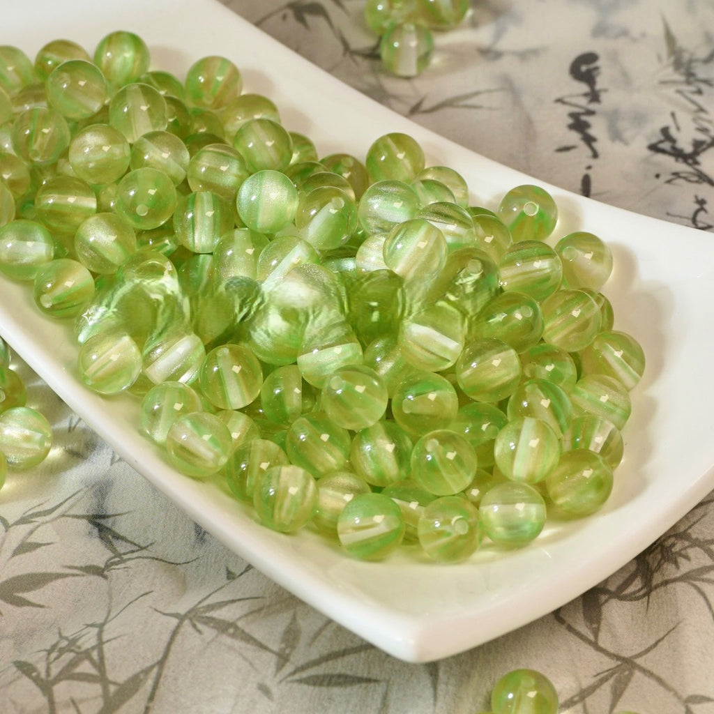 (50pcs)8/10/12/16mm Two-Tone Brushed Cat's Eye Resin Round Beads