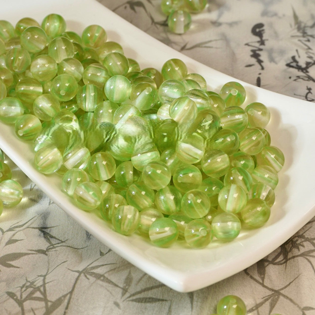 (50pcs)8/10/12/16mm Two-Tone Brushed Cat's Eye Resin Round Beads
