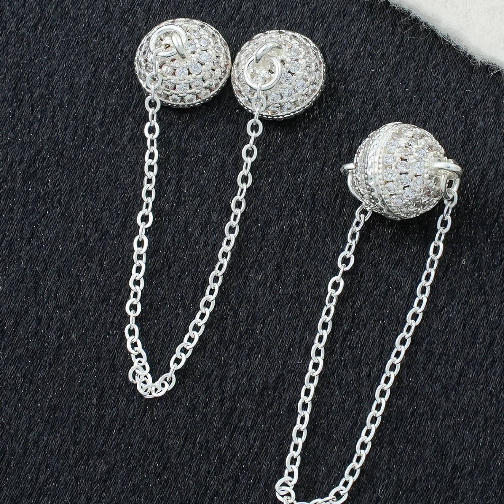 Crystal Ball Magnetic Clasp with Extension Chain