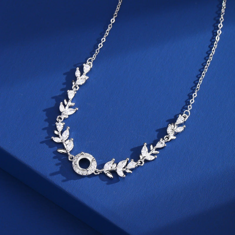 925 Sterling Silver Necklace Pendant Mount for 5mm Round Gemstone, Ins-Style Popular DIY Collarbone Chain